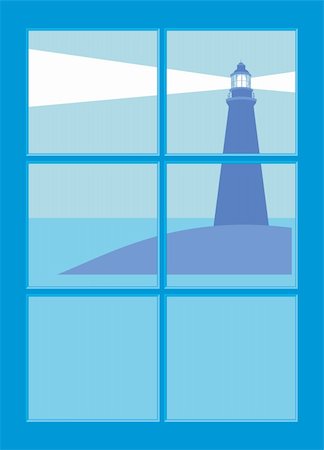 simsearch:400-07407835,k - Lighthouse seen through a window Fotografie stock - Microstock e Abbonamento, Codice: 400-04544531