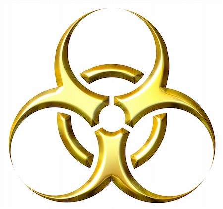 simsearch:400-05233482,k - 3d golden biohazard symbol isolated in white Fotografie stock - Microstock e Abbonamento, Codice: 400-04544900