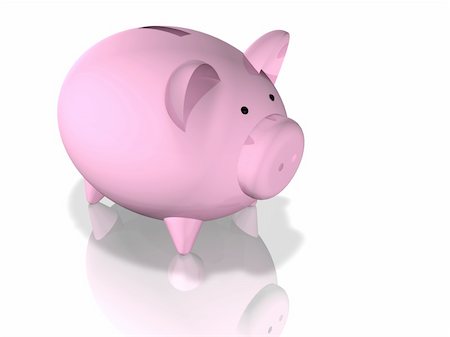 simsearch:400-04881139,k - 3D Render of a pink piggy bank. Isolated on white. Foto de stock - Royalty-Free Super Valor e Assinatura, Número: 400-04545058