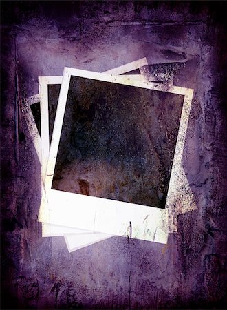 grunge background in pruple with three polaroid images Stock Photo - Budget Royalty-Free & Subscription, Code: 400-04545309