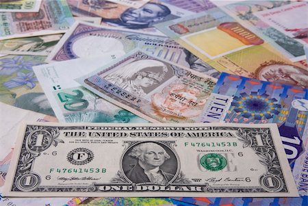 simsearch:400-03962284,k - Financial background - Assortment of banknote (Focus on the Dollar) Stock Photo - Budget Royalty-Free & Subscription, Code: 400-04545390