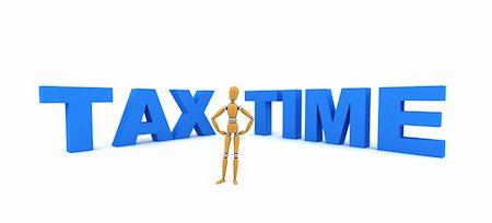 simsearch:400-05339747,k - Wooden mannequin standing in front of the words Tax Time Stock Photo - Budget Royalty-Free & Subscription, Code: 400-04545575