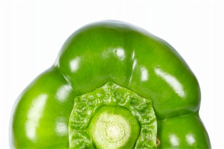 simsearch:400-06061963,k - Detail of a fresh and tasty green pepper reflected on white background. Shallow depth of field Foto de stock - Royalty-Free Super Valor e Assinatura, Número: 400-04545699