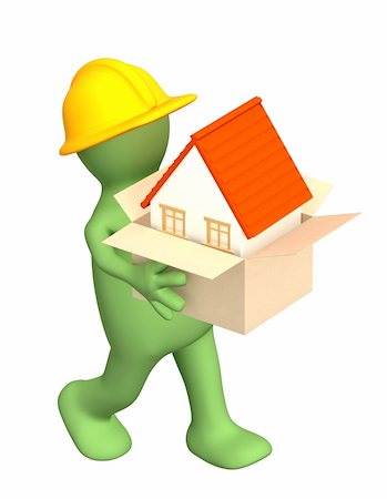 simsearch:400-04285690,k - Builder bearing a box with house in hands Stock Photo - Budget Royalty-Free & Subscription, Code: 400-04545883