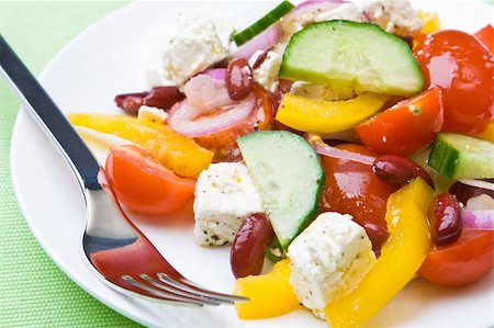 Fresh greek salad ready to eat Stock Photo - Budget Royalty-Free & Subscription, Code: 400-04546120