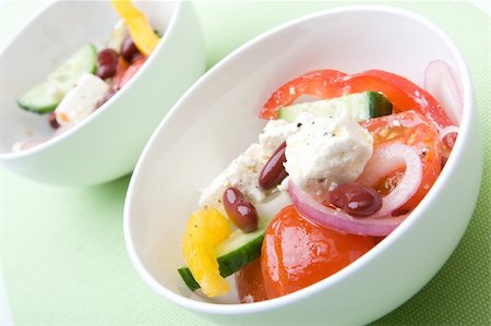 Fresh greek salad ready to eat Stock Photo - Budget Royalty-Free & Subscription, Code: 400-04546122
