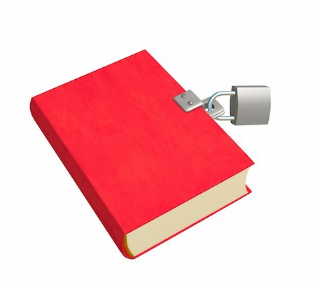 3d red book, closed on the lock. Objects over white Foto de stock - Super Valor sin royalties y Suscripción, Código: 400-04546794