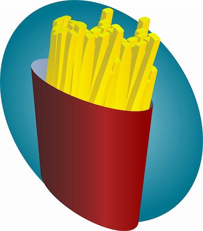 simsearch:400-05084135,k - French Fried potatoes, french fries in fast food packaging illustration Stock Photo - Budget Royalty-Free & Subscription, Code: 400-04547403