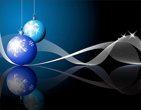 simsearch:400-04776548,k - Blue Christmas bulbs with snowflakes on blue background Stock Photo - Budget Royalty-Free & Subscription, Code: 400-04547438
