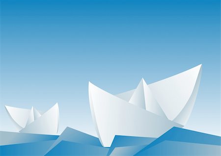 floating a paper boat - Abstract vector illustration of paper folded boats Stock Photo - Budget Royalty-Free & Subscription, Code: 400-04547828