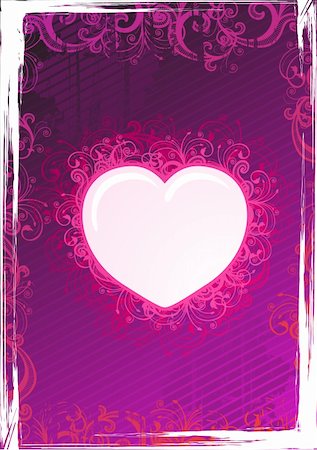 pink grunge scratched abstract background - Vector illustration of pink floral heart frame Stock Photo - Budget Royalty-Free & Subscription, Code: 400-04547987