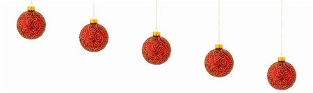 round ornament hanging of a tree - an image of christmas decorations hanging Stock Photo - Budget Royalty-Free & Subscription, Code: 400-04548317