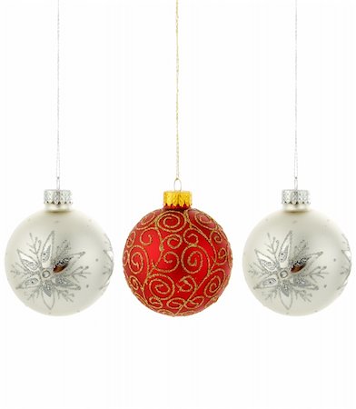 round ornament hanging of a tree - an image of christmas decorations hanging Stock Photo - Budget Royalty-Free & Subscription, Code: 400-04548321