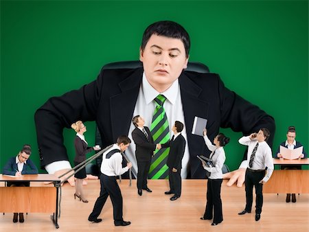 Boss and business team on green background Stock Photo - Budget Royalty-Free & Subscription, Code: 400-04548428