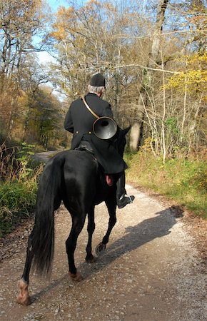 fox hunting horses - a huntman and his black horse in a fox hunting Stock Photo - Budget Royalty-Free & Subscription, Code: 400-04548504