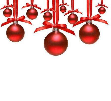 simsearch:400-04073863,k - Red christmas balls with bows on white background Photographie de stock - Aubaine LD & Abonnement, Code: 400-04548659