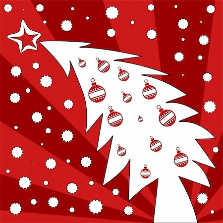 simsearch:400-05293080,k - Christmas tree postcard in a red and white colours Fotografie stock - Microstock e Abbonamento, Codice: 400-04549066