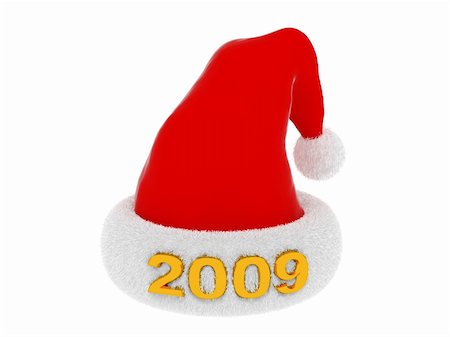 simsearch:400-06207389,k - 3d illustration of Santa`s hat with text '2009' isolated on white Photographie de stock - Aubaine LD & Abonnement, Code: 400-04549087