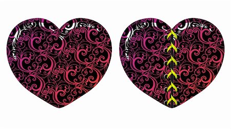 simsearch:400-04086182,k - Vector floral decorative hearts Stock Photo - Budget Royalty-Free & Subscription, Code: 400-04549231