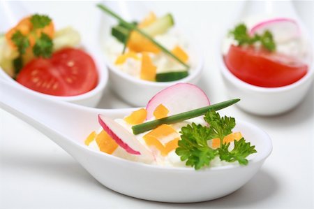 Fingerfood served in small spoons Stock Photo - Budget Royalty-Free & Subscription, Code: 400-04549255