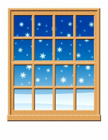 snowflakes on window - Window with snow falling outside. Stock Photo - Budget Royalty-Free & Subscription, Code: 400-04549793