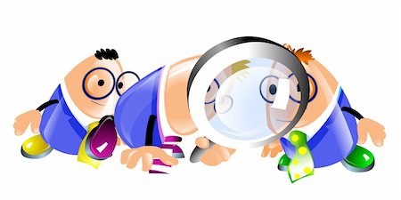 regisser_com (artist) - Illustration of funny business people with magnifying glass look for something Photographie de stock - Aubaine LD & Abonnement, Code: 400-04549989