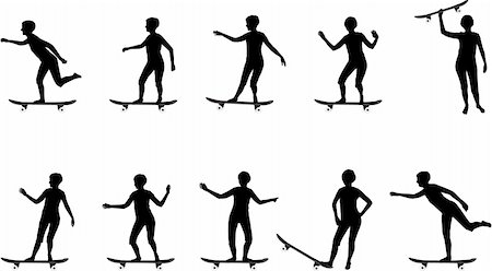 extreme sport clipart - skate board silhouettes Stock Photo - Budget Royalty-Free & Subscription, Code: 400-04540055