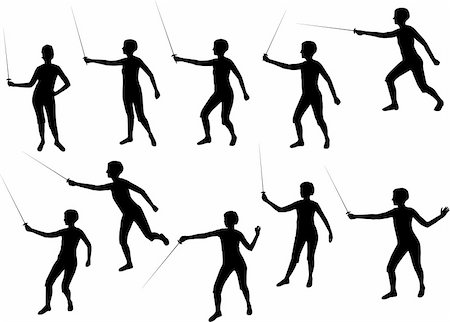 rapier - girl fencing silhouettes Stock Photo - Budget Royalty-Free & Subscription, Code: 400-04540056