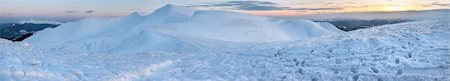 footprint winter landscape mountain - Mountain ridge sunrise panorama view  (Ukraine, Carpathian Mt's, Drahobrat ski resort). Twelve shots stitch image. Stock Photo - Budget Royalty-Free & Subscription, Code: 400-04540241