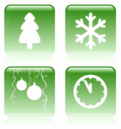 Set of vector green and white Christmas icons Stock Photo - Budget Royalty-Free & Subscription, Code: 400-04540275