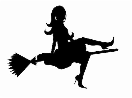 Vector black silhouette of a witch Stock Photo - Budget Royalty-Free & Subscription, Code: 400-04540319