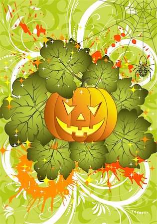 simsearch:400-06881290,k - Grunge Halloween background with pumpkin and spider, element for design, vector illustration Stockbilder - Microstock & Abonnement, Bildnummer: 400-04541182