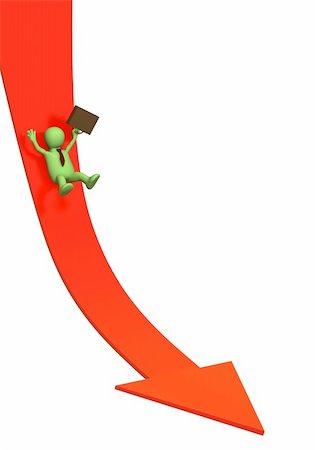slide business man - 3d businessman -  puppet, sliding downwards on an arrow Stock Photo - Budget Royalty-Free & Subscription, Code: 400-04541563