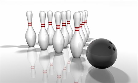 simsearch:400-05163136,k - 3D render of a bowling game. With shadows and reflection. Stockbilder - Microstock & Abonnement, Bildnummer: 400-04541610