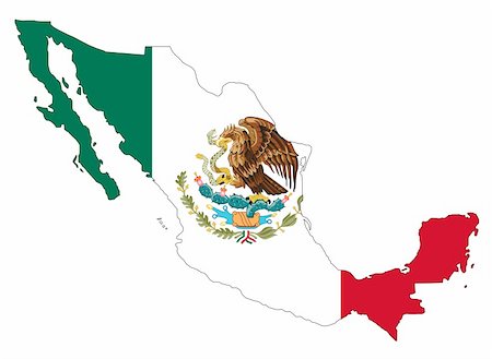 raphtong (artist) - map and flag of mexico on white background Fotografie stock - Microstock e Abbonamento, Codice: 400-04542239