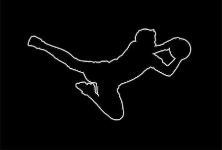 silhouette of a guy kicking a ball - Glowing silhouette of a goalkeeper over black Stock Photo - Budget Royalty-Free & Subscription, Code: 400-04542298