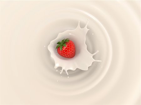 3d rendered illustration of a strawberry falling into water Stock Photo - Budget Royalty-Free & Subscription, Code: 400-04542453