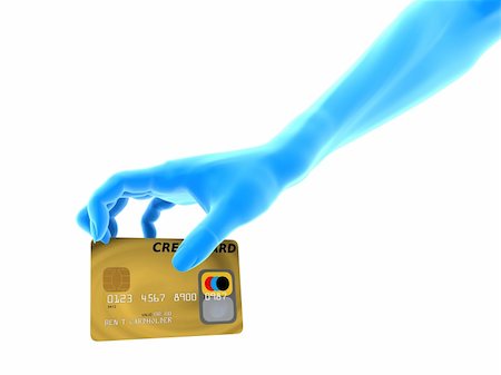 3d rendered illustration of a hand grabbing a credit card Stock Photo - Budget Royalty-Free & Subscription, Code: 400-04542491