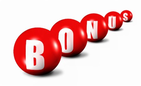 red bonus word made of spheres on white background, focus set in foreground Stock Photo - Budget Royalty-Free & Subscription, Code: 400-04542697
