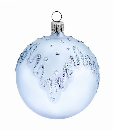 simsearch:400-06477568,k - Christmas blue ball, isolated on white background Stockbilder - Microstock & Abonnement, Bildnummer: 400-04542693