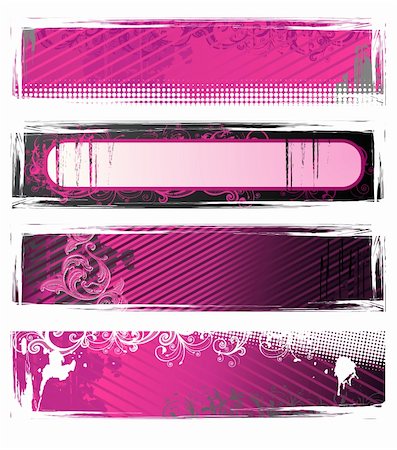 pink grunge scratched abstract background - Set of vector pink and white grunge floral banners Stock Photo - Budget Royalty-Free & Subscription, Code: 400-04542874