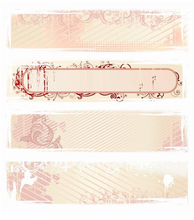 simsearch:400-04043485,k - Set of vector pink grunge floral banners Stock Photo - Budget Royalty-Free & Subscription, Code: 400-04542875