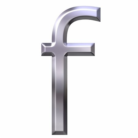 simsearch:400-05337329,k - 3d silver letter f isolated in white Stock Photo - Budget Royalty-Free & Subscription, Code: 400-04542899