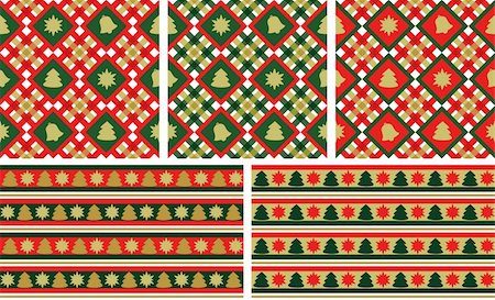 plaid christmas - Christmas seamless backgrounds set / wallpapers or wrapping paper or background / vector Stock Photo - Budget Royalty-Free & Subscription, Code: 400-04542944
