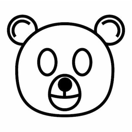 simsearch:400-04543131,k - outline cartoon head of bear isolated on white background Stock Photo - Budget Royalty-Free & Subscription, Code: 400-04543131