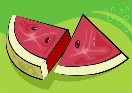 simsearch:400-05886533,k - Illustration of two sliced watermelon pieces Photographie de stock - Aubaine LD & Abonnement, Code: 400-04543265