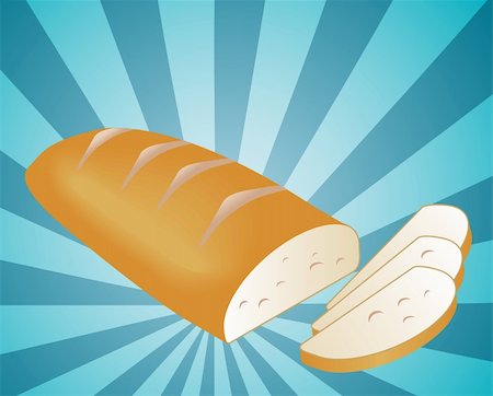 Illustration of a sliced loaf of bread on radial burst background Photographie de stock - Aubaine LD & Abonnement, Code: 400-04543465
