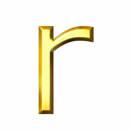 simsearch:400-05065511,k - 3d golden letter r isolated in white Foto de stock - Super Valor sin royalties y Suscripción, Código: 400-04543519