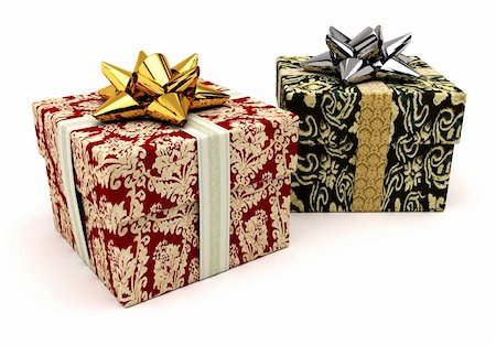 simsearch:400-04329029,k - Two fancy Christmas presents over white background Stock Photo - Budget Royalty-Free & Subscription, Code: 400-04543746