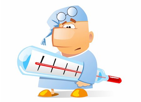 This is the illustration of sick patient with a thermometer. Isolated. Stock Photo - Budget Royalty-Free & Subscription, Code: 400-04543778